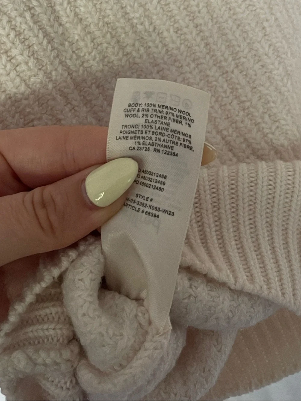 Wilfred Merino Wool Ribbed Mock Neck Sweater Cream Size XS minimalist luxury